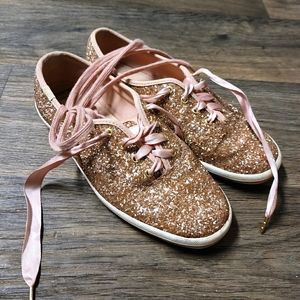 Kate Spade Keds rose gold glitter shoes size 7